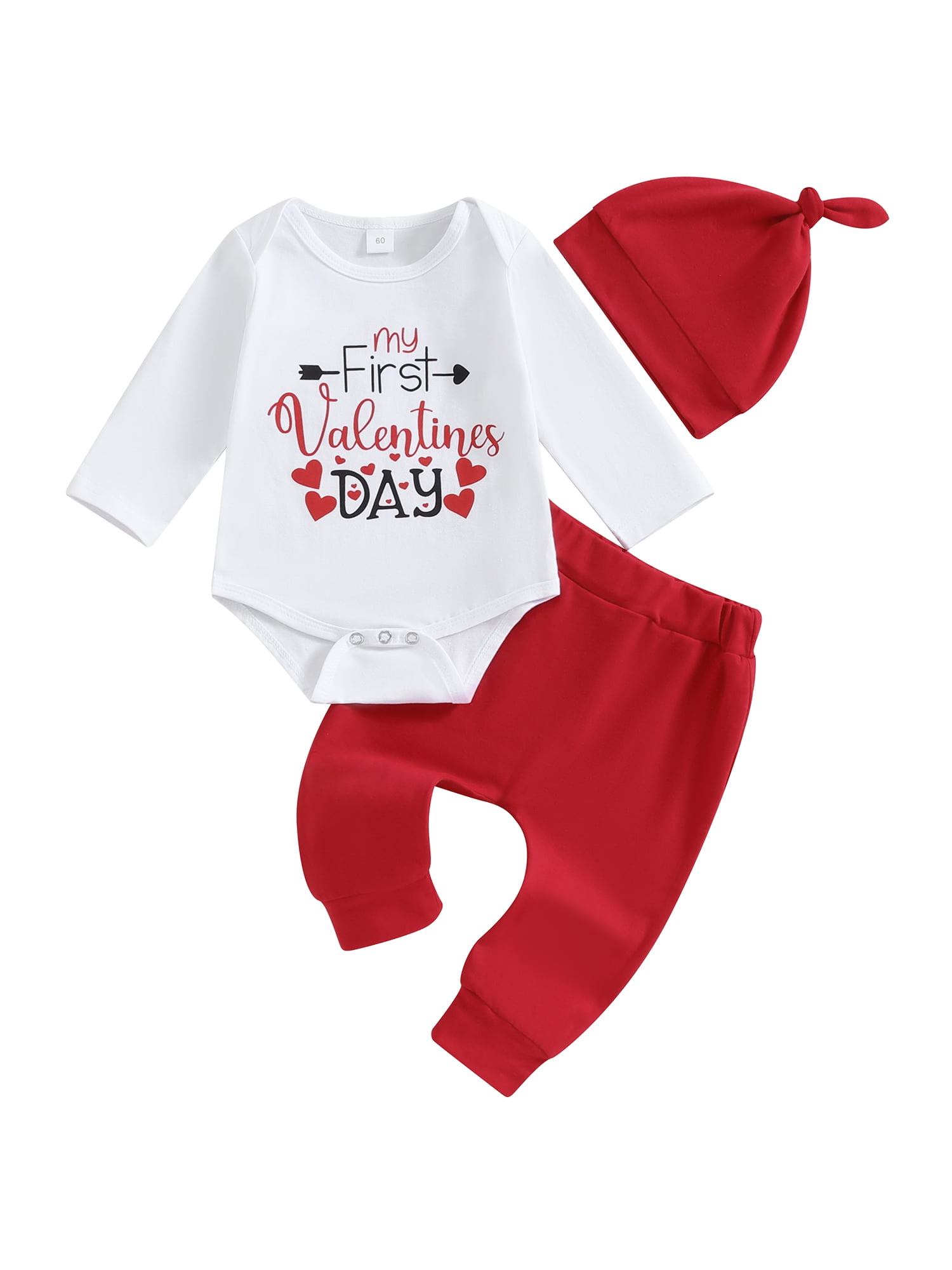 Qtinghua Newborn Baby Boys Valentine's Day Outfits Long Sleeve Letter