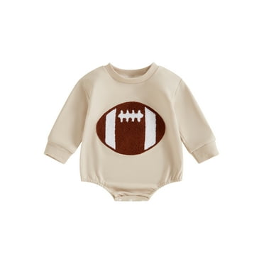 Qtinghua Newborn Baby Football Outfit Embroidered Football Sweatshirt Romper Oversized Bodysuit Boys Girls Fall Clothes
