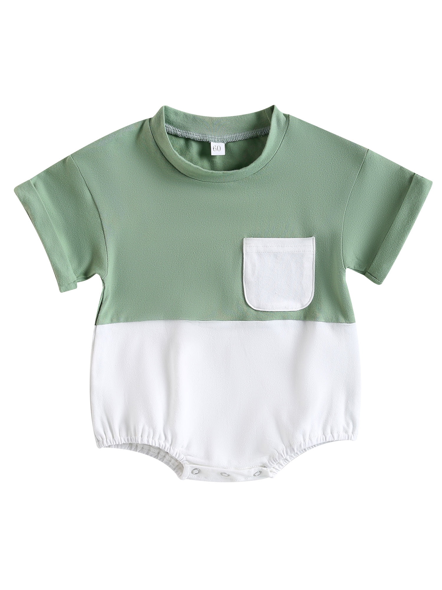 Qtinghua Newborn Baby Girl Boy Bubble Romper Oversized Color Block