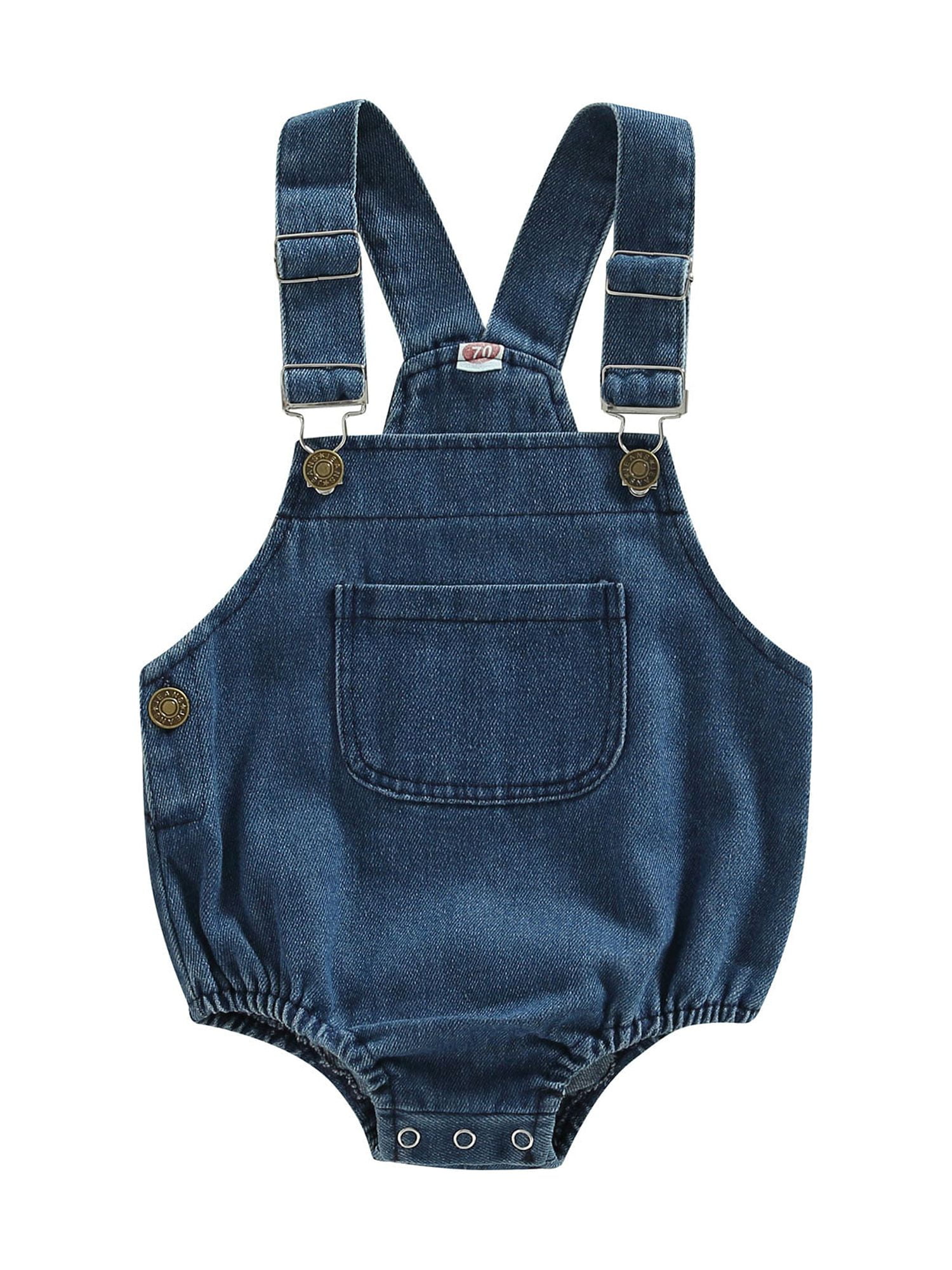 Qtinghua Newborn Baby Girl Boy Denim Romper Sleeveless Suspender Strap — free download