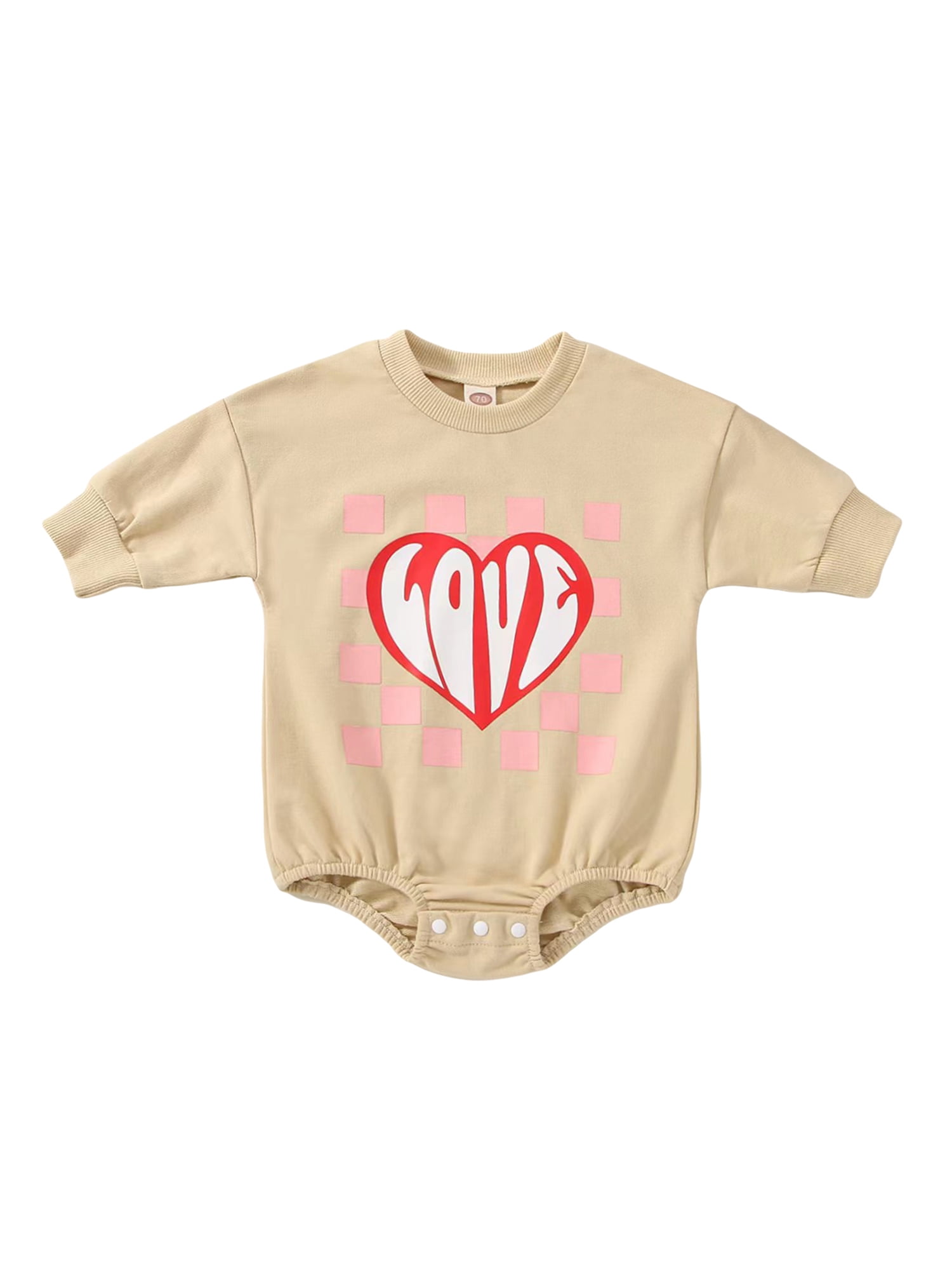 Qtinghua Newborn Baby Girl Boy Valentine’s Day Romper Long Sleeve Heart