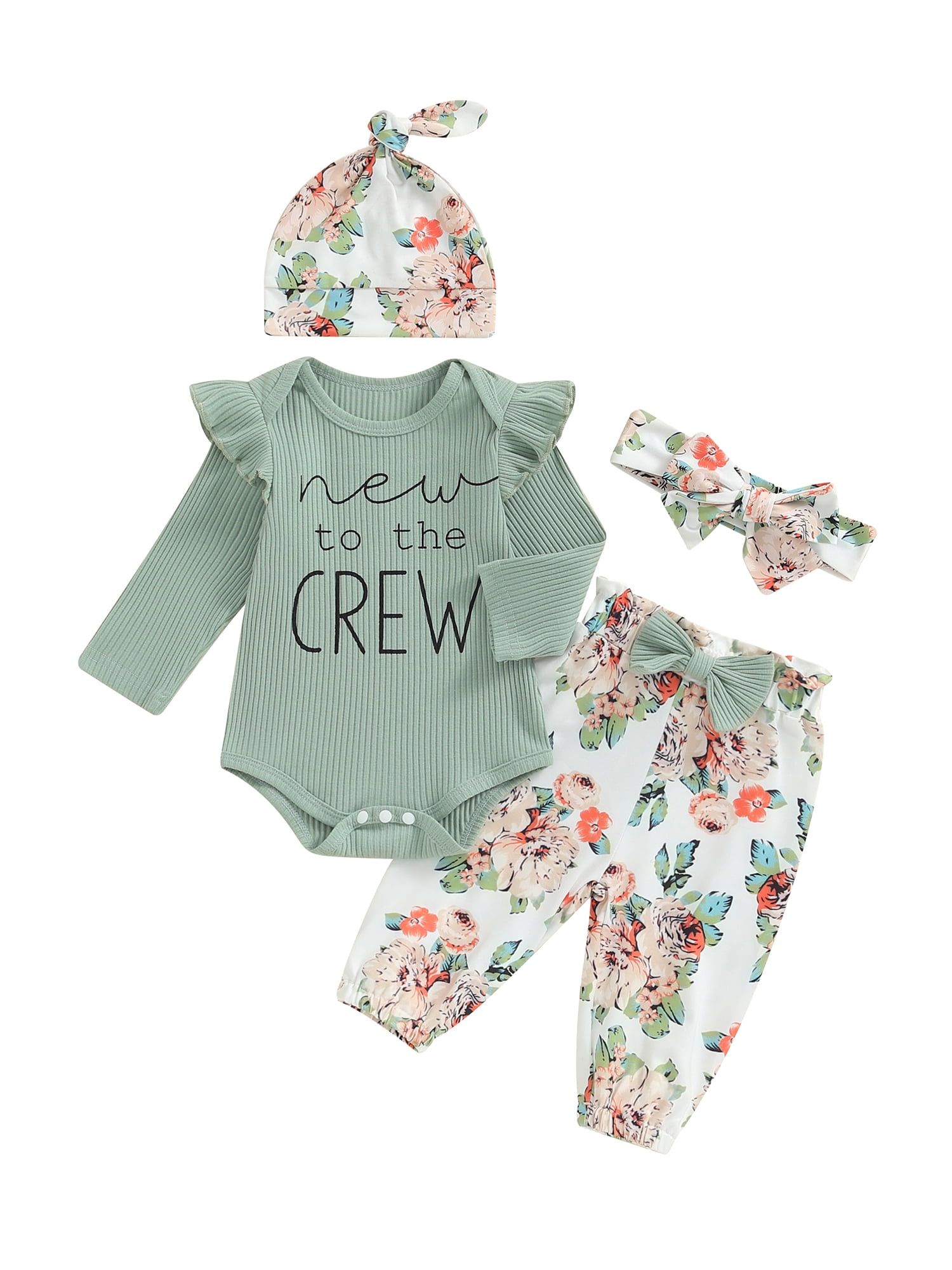 Qtinghua Newborn Baby Girl Clothes New To The Crew one-piece