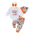 thumbnail image 1 of Qtinghua Newborn Baby Girl Thanksgiving Outfit Everyone Is Thankful For Me Long Sleeve Romper Pants Set Headband Hat 4Pcs Set, 1 of 9