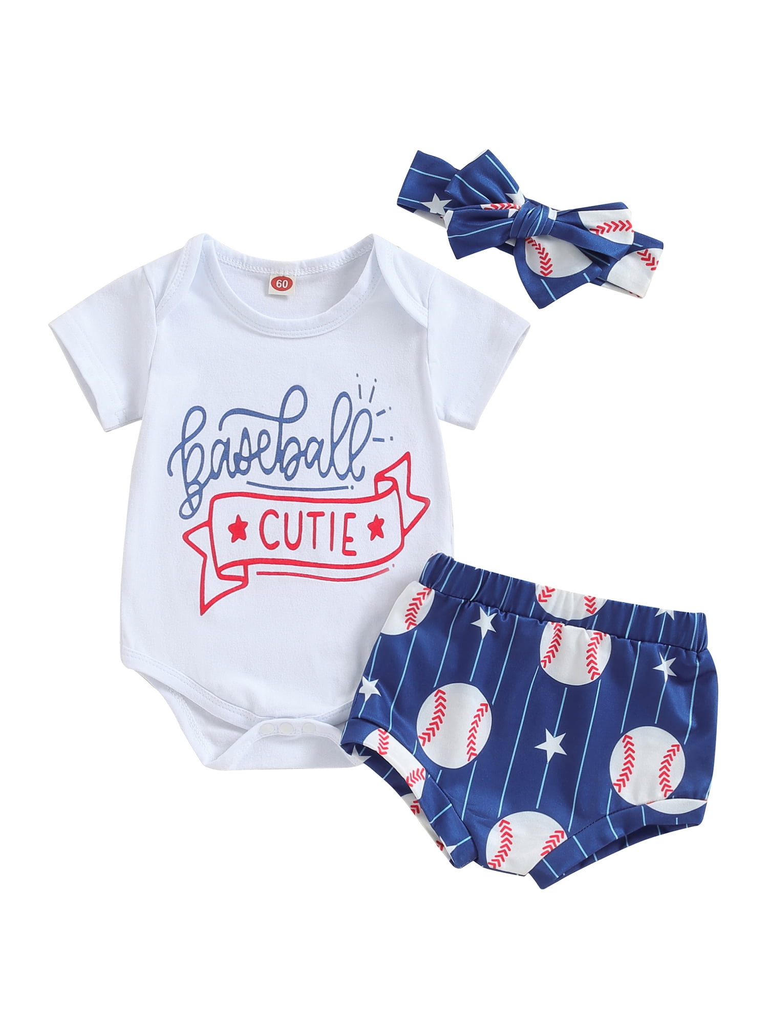 Qtinghua Newborn Baby Girls Baseball Outfit Letter Print Short Sleeve