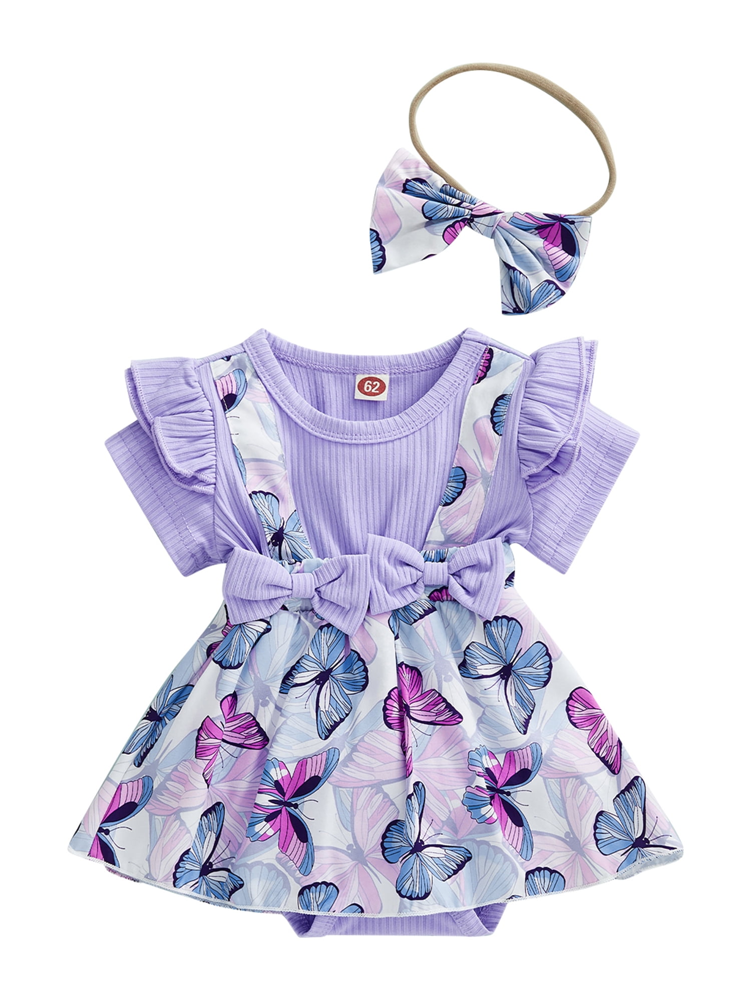 Qtinghua Newborn Baby Girls Summer Outfits Butterfly Ruffle Dress ...