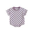 thumbnail image 1 of Qtinghua Newborn Infant Baby Girl Boy Jumpsuit Checkerboard Print Short Sleeve Romper Summer Clothes Purple 6-12 Months, 1 of 9