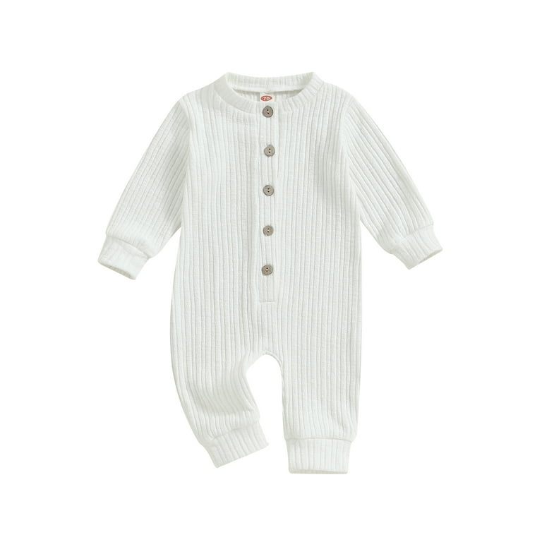 Qtinghua Newborn Infant Baby Girl Boy Romper Solid Color