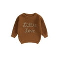 thumbnail image 1 of Qtinghua Newborn Infant Baby Girl Boy Sweater Long Sleeve Letter Knit Pullover Sweater Winter Warm Clothes Brown 9-12 Months, 1 of 9