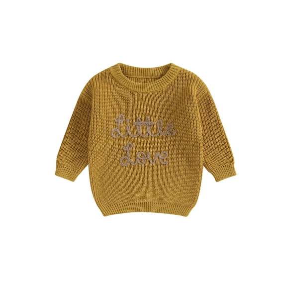Qtinghua Newborn Infant Baby Girl Boy Sweater Long Sleeve Letter Knit Pullover Sweater Winter Warm Clothes Ginger 0-3 Months