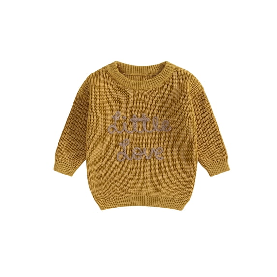 Qtinghua Newborn Infant Baby Girl Boy Sweater Long Sleeve Letter Knit Pullover Sweater Winter Warm Clothes Ginger 9-12 Months