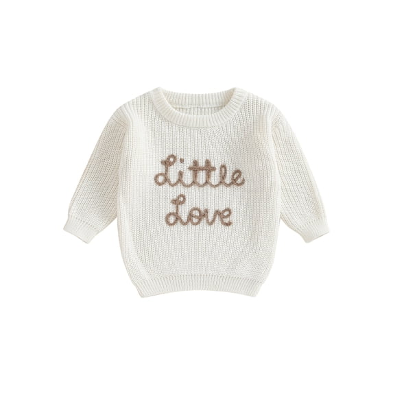Qtinghua Newborn Infant Baby Girl Boy Sweater Long Sleeve Letter Knit Pullover Sweater Winter Warm Clothes White 0-3 Months