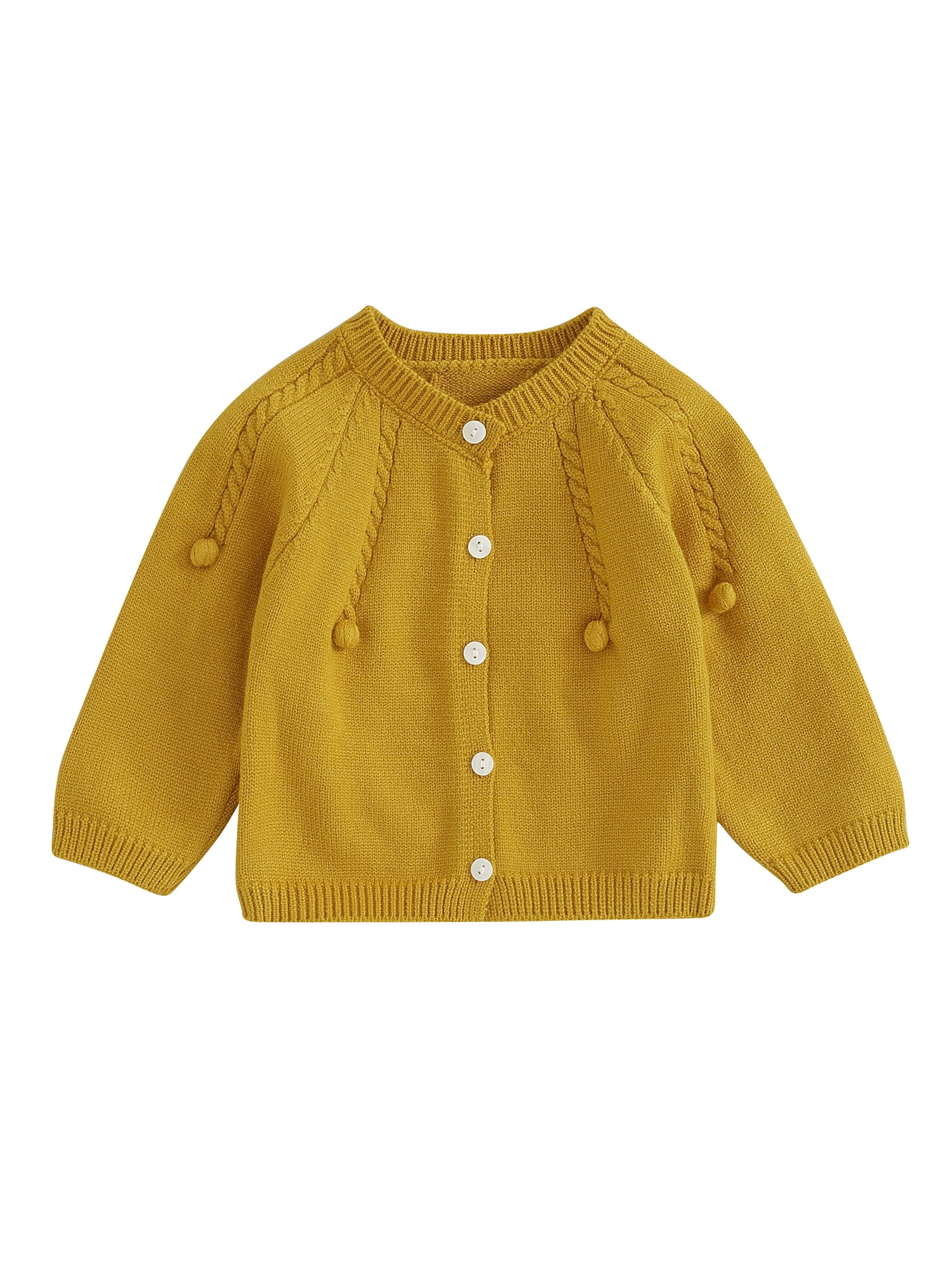 Qtinghua Newborn Infant Baby Girls Knitted Cardigan Solid Color V Neck