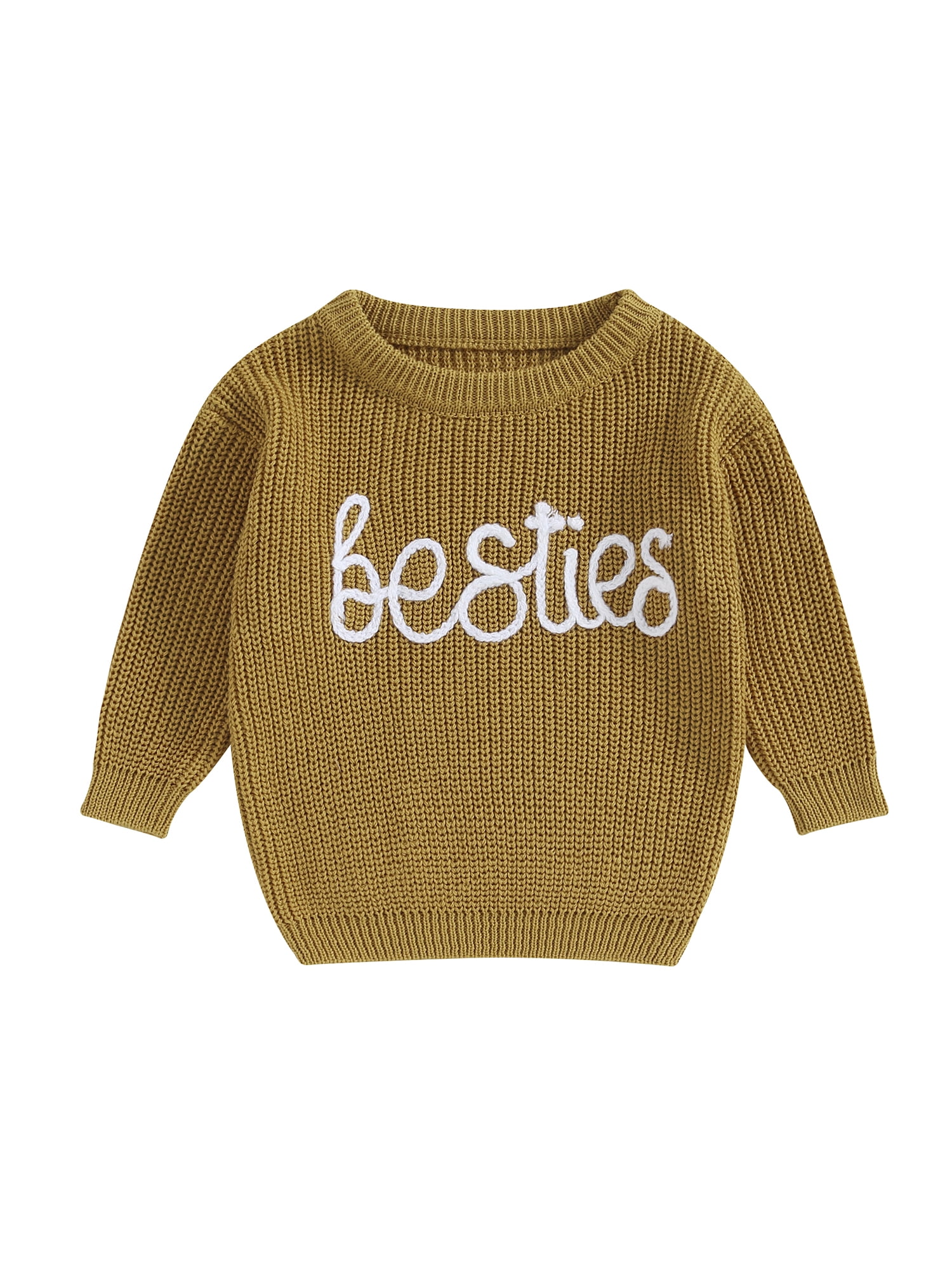 Qtinghua Newborn Infant Baby Girls Knitted Sweater Letter Embroidery