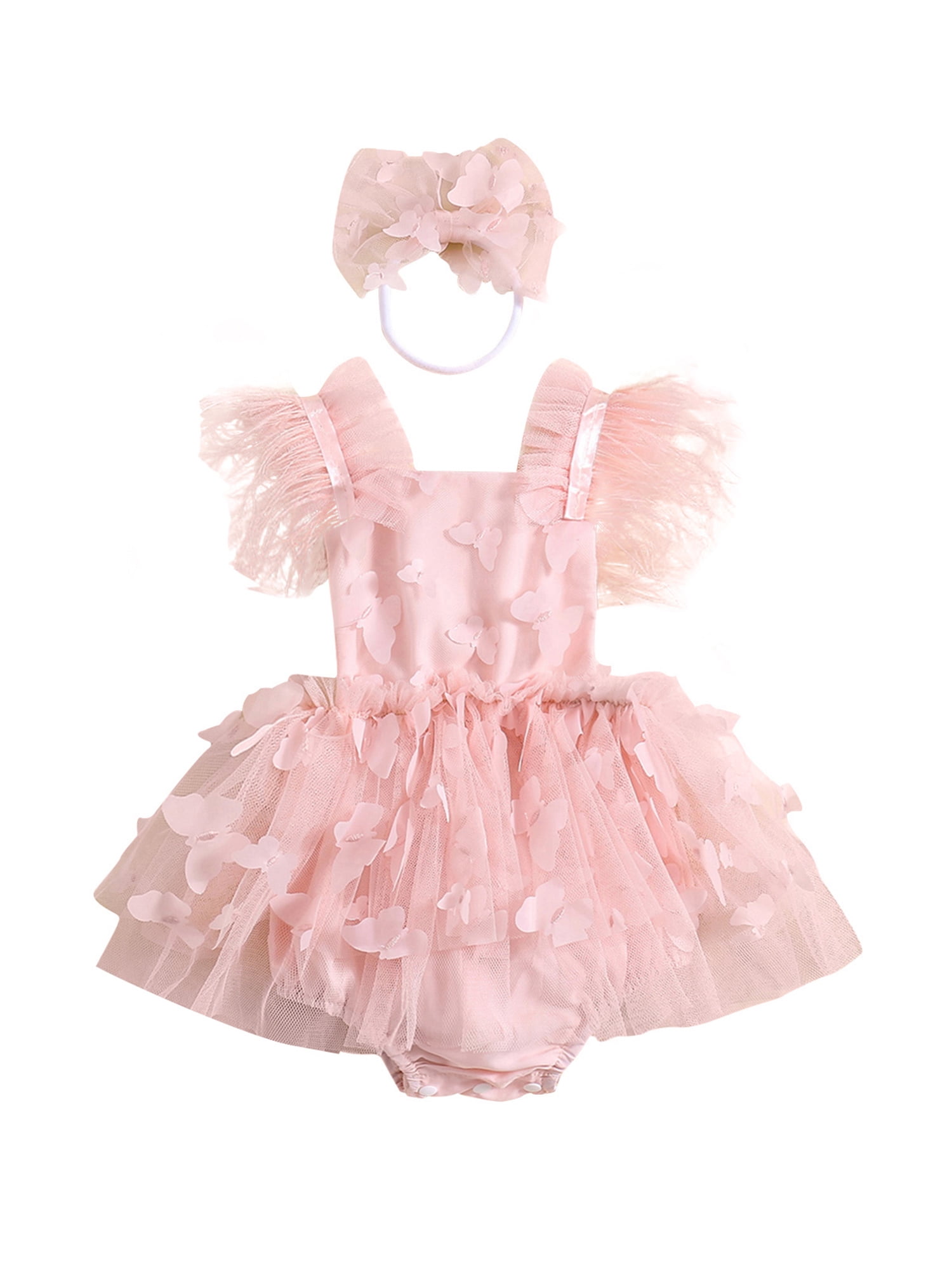 FYMNSI Baby Girl 1st Birthday Party Lace Romper Outfit, Tutu