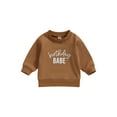 thumbnail image 1 of Qtinghua Toddler Baby Boys Birthday Outfit Letter Print Fall Sweatshirt Long Sleeve Pullover Tops Autumn Clothes Brown 18-24 Months, 1 of 8