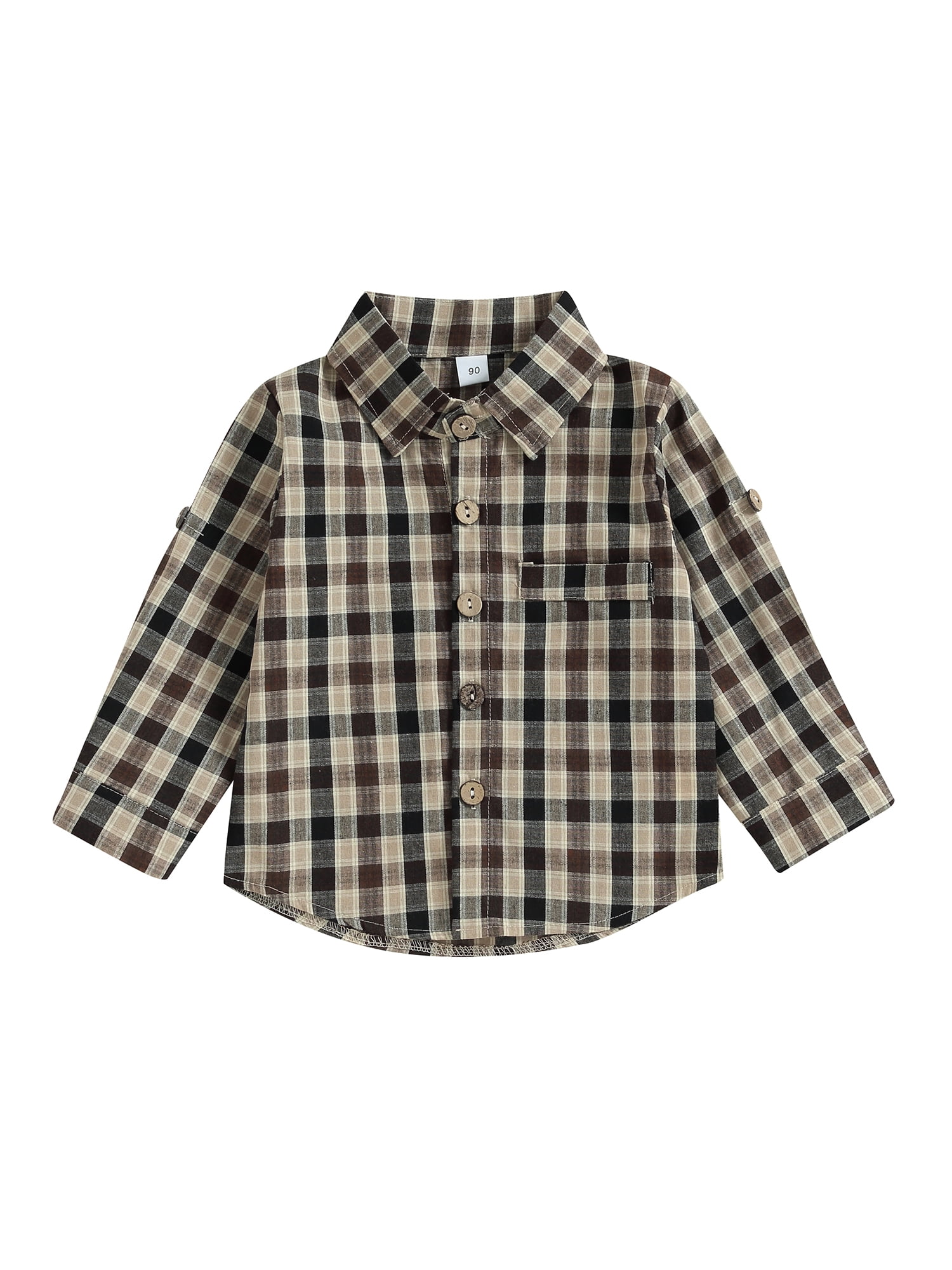 Qtinghua Toddler Baby Boys Shirt Plaids Long Sleeve TurnDown Collar