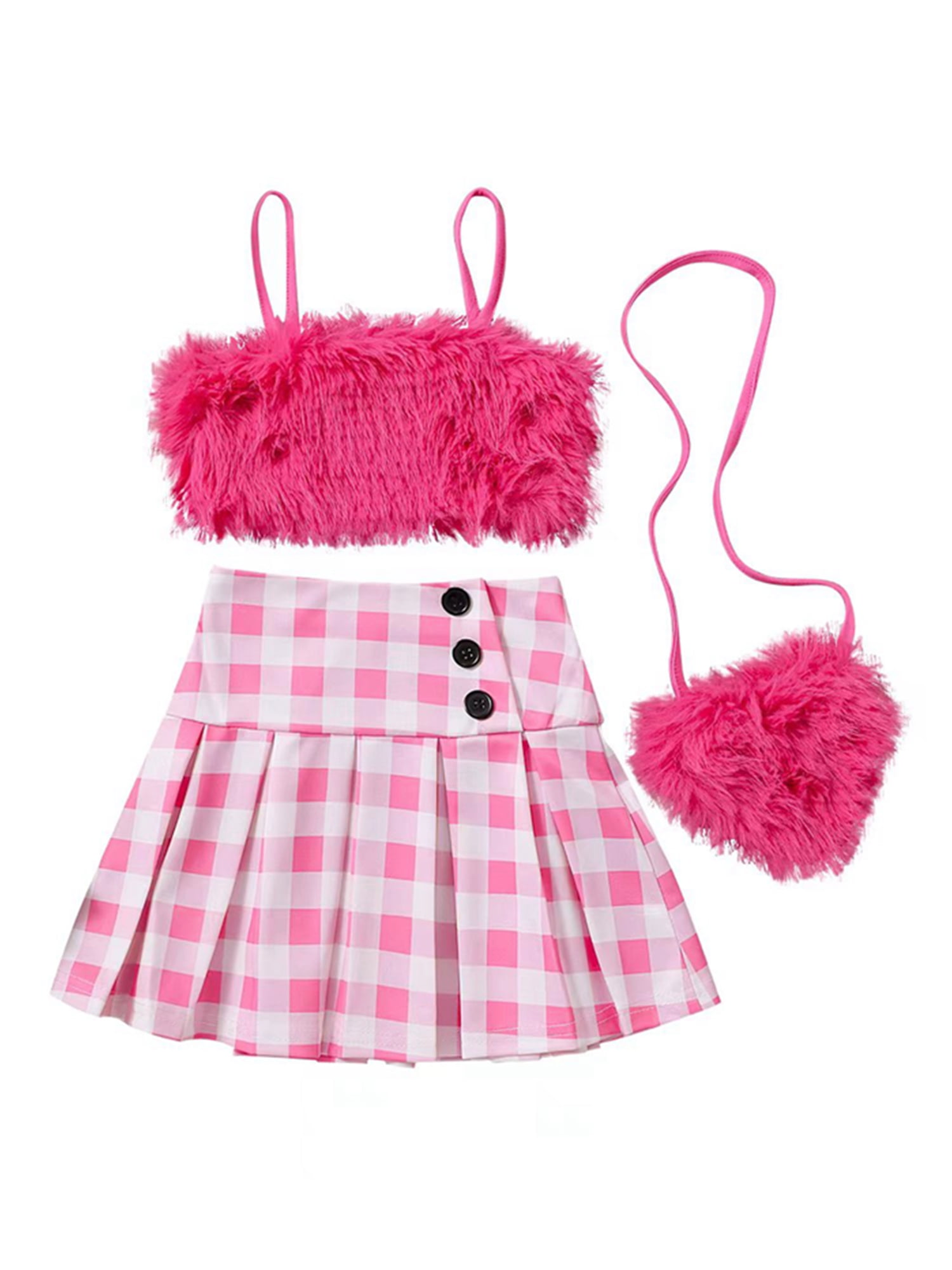 Qtinghua Toddler Baby Girl Summer Skirt Set Furry Camisole Crop Top ...
