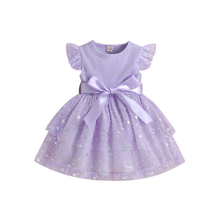 Pink Girls Stars Ruffles Frill Neck Tulle Princess Dress Pink Girls Stars Ruffles Frill Neck Tulle Princess Dress