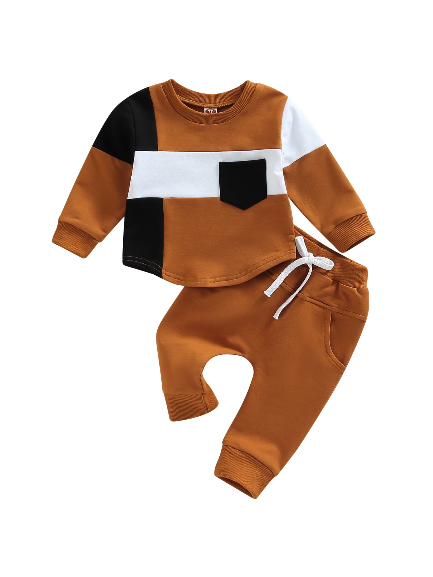 Qtinghua Toddler Infant Baby Boy Winter Clothes Color Block Pullover