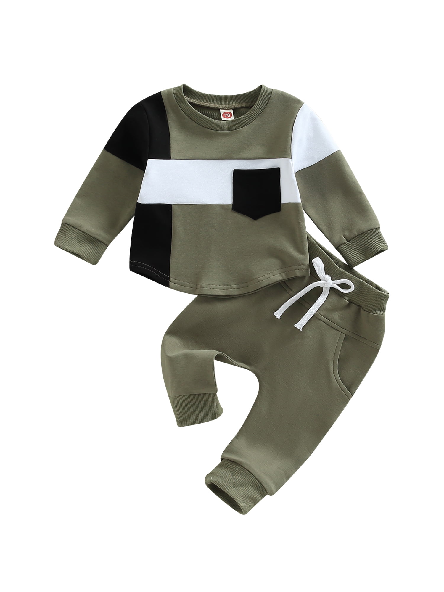 Qtinghua Toddler Infant Baby Boy Winter Clothes Color Block Pullover