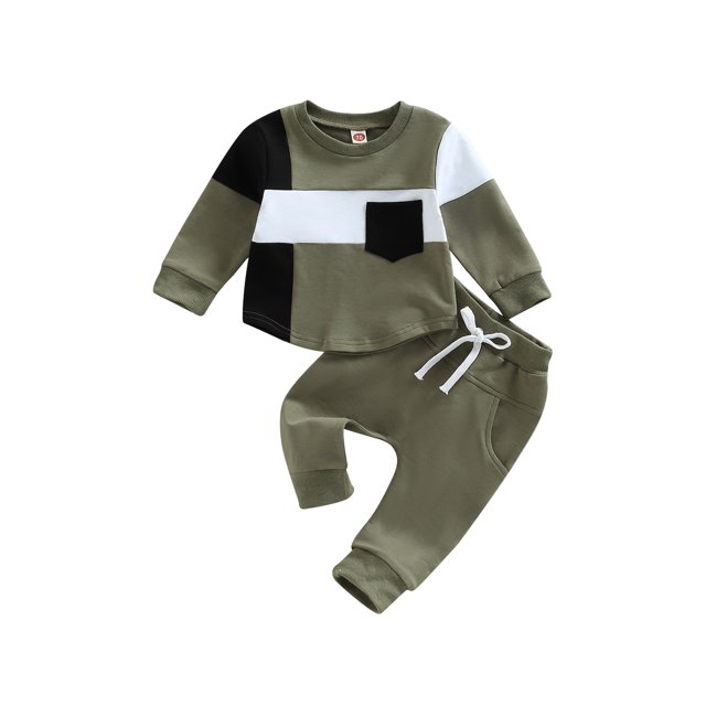 Qtinghua Toddler Infant Baby Boy Winter Clothes Color Block Pullover
