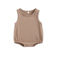 thumbnail image 1 of Qtinghua Unisex Infant Baby Boy Girl Sleeveless Bubble Romper Solid Color Oversized Bodysuit Jumpsuit Summer Clothes Coffee 12-18 Months, 1 of 8
