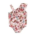 thumbnail image 1 of Qtinghua Western Baby Girl Swimsuit Bathing Suit Cow Print Ruffled One Shoulder Swimwear Cowgirl Summer Beachwear Pink 12-18 Months, 1 of 9