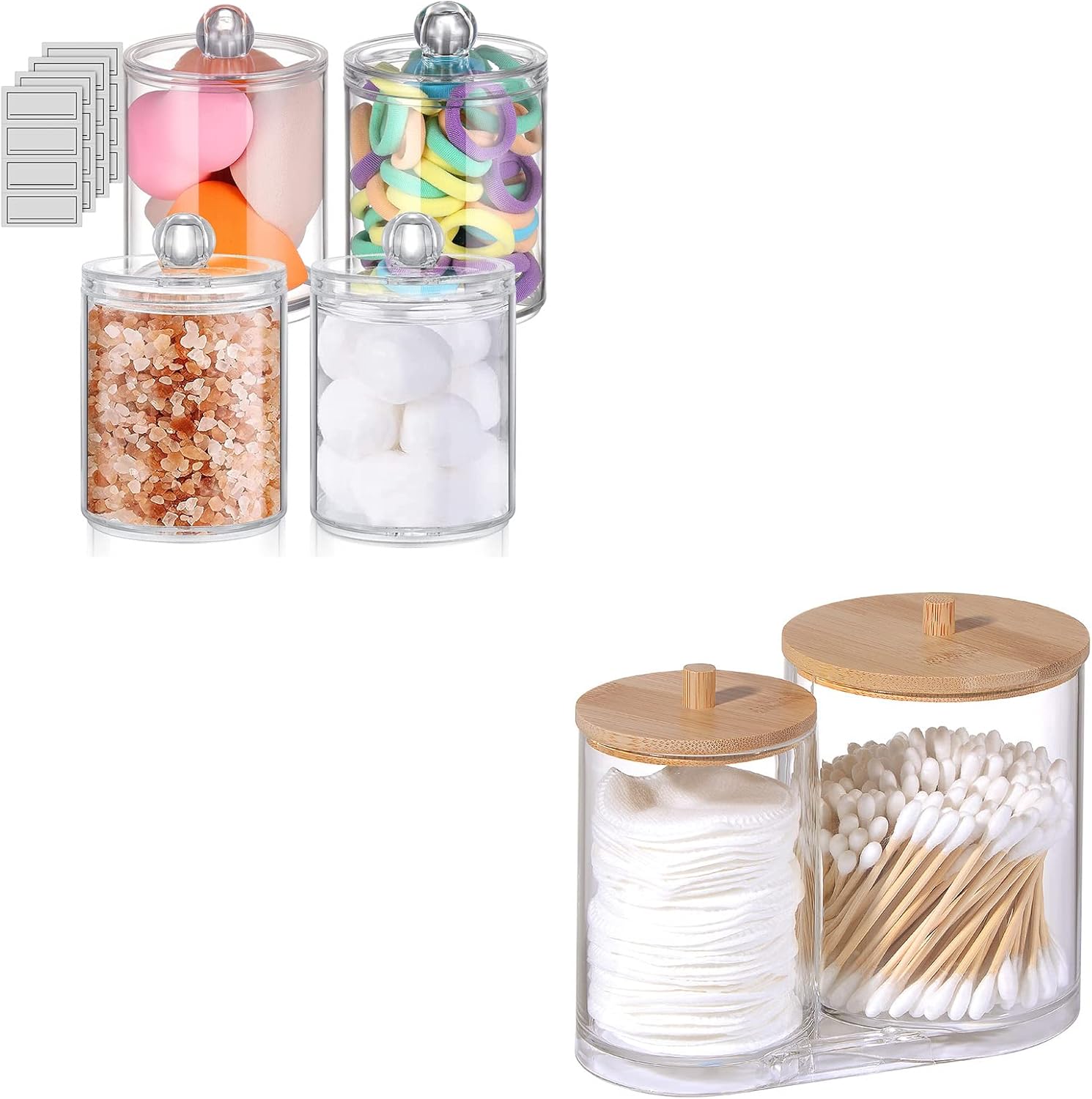 Qtip Dispenser Cotton Swab Holder with Lid,Acrylic Clear Small Bathroom ...