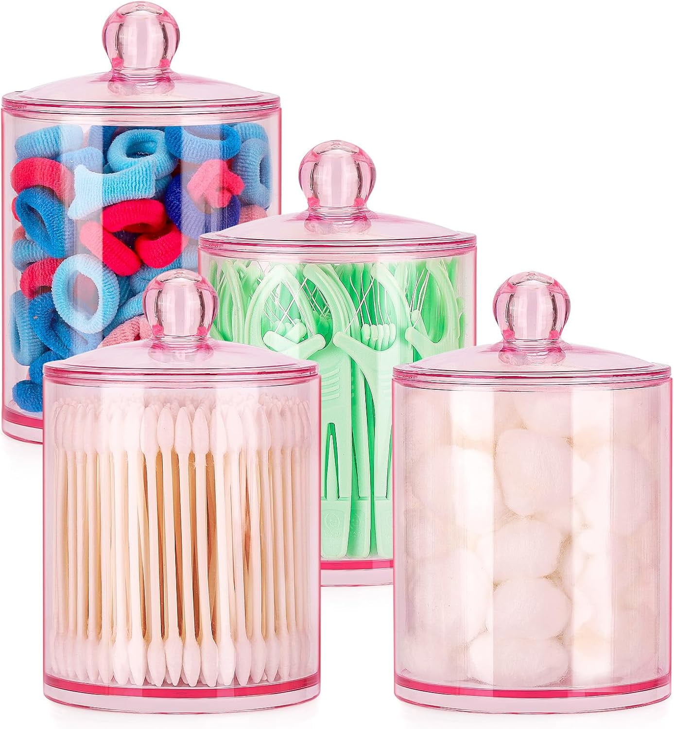 Qtip Holder 12 oz, 10 oz Bathroom Organizer and Storage Containers