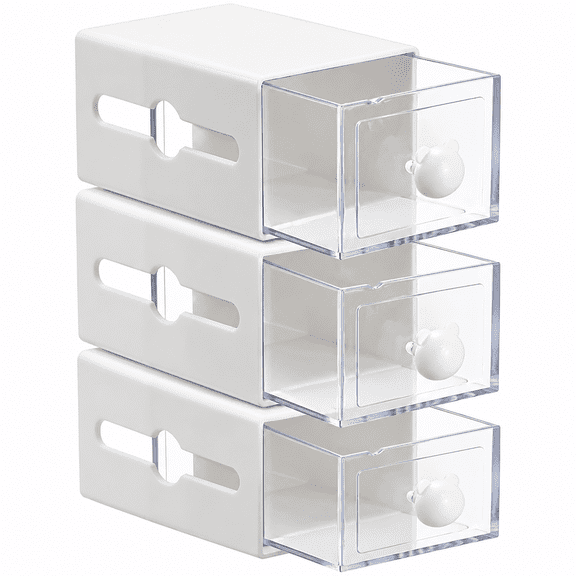 Qtip Holder for Bathroom Plastic Q-tip Dispenser with Drawer Wall Mounted Cotton Swab Holder Bathroom Vanity Makeup Organizer for Qtip Cotton Balls Pads Floss Picks