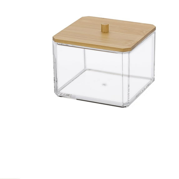 Qtip Holder Clearance Tanuse Q Tip Holder for Bathroom Q Tip Holder Dispenser with Lid Clear Plastic Bathroom Canisters Square Jar Set Cotton and Storage Organizer for Cotton Round Pads on Sale