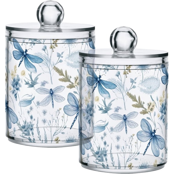 Qtip Holder Dispenser with Lids, Plastic Storage Containers - Bathroom Canisters Organizer for Cotton Swab, Floss