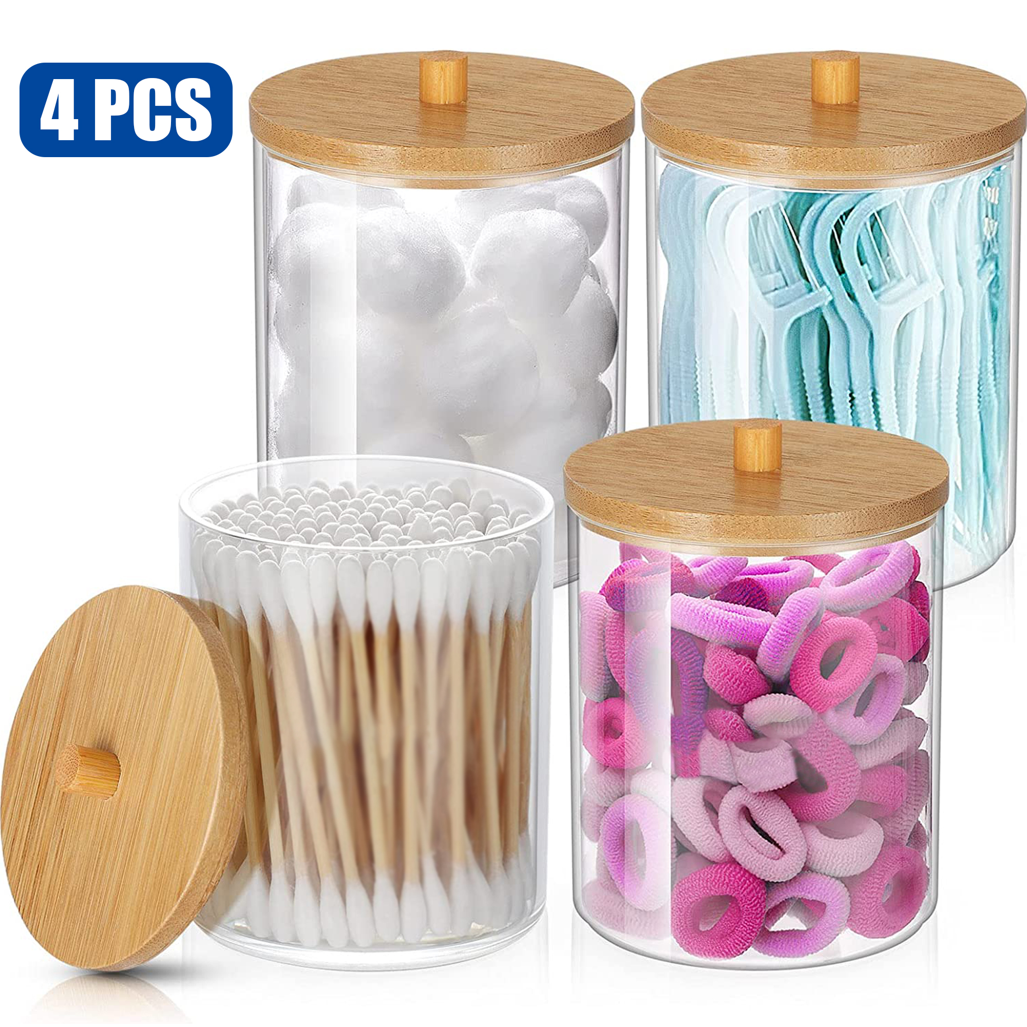 Qtip Holder Dispensers, Clear Holder Dispenser with Lid, Storage