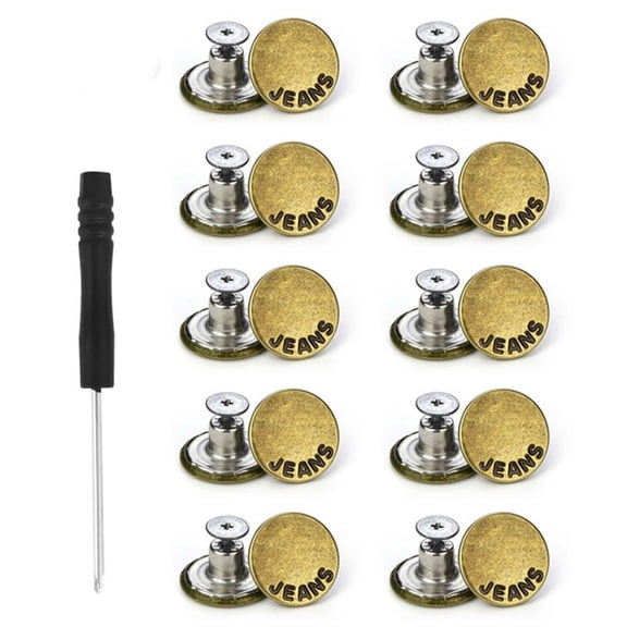 Qtmnekly 100 Pack Jeans Button Replacement 17mm Removable Jeans Button Accessories metal Bronze