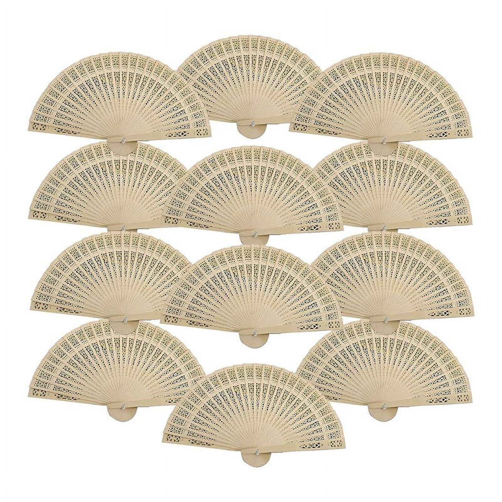 Qtmnekly 12Pcs Wooden Hand Fan,Wood Folding Fans Bulk,Vintage Chinese