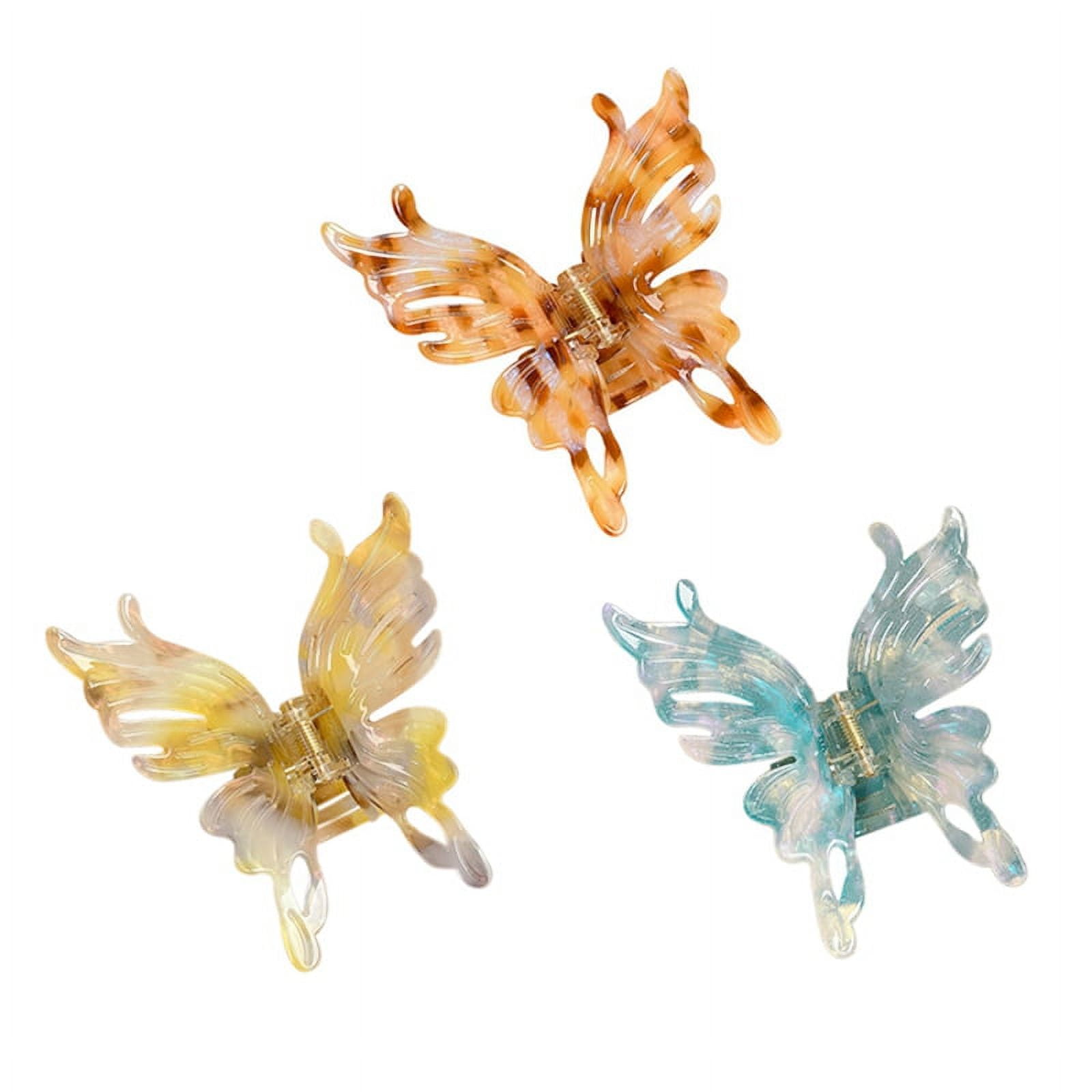 Qtmnekly 3Pcs Butterfly Hair Claw Clips for Women Hair Jaw Clips for