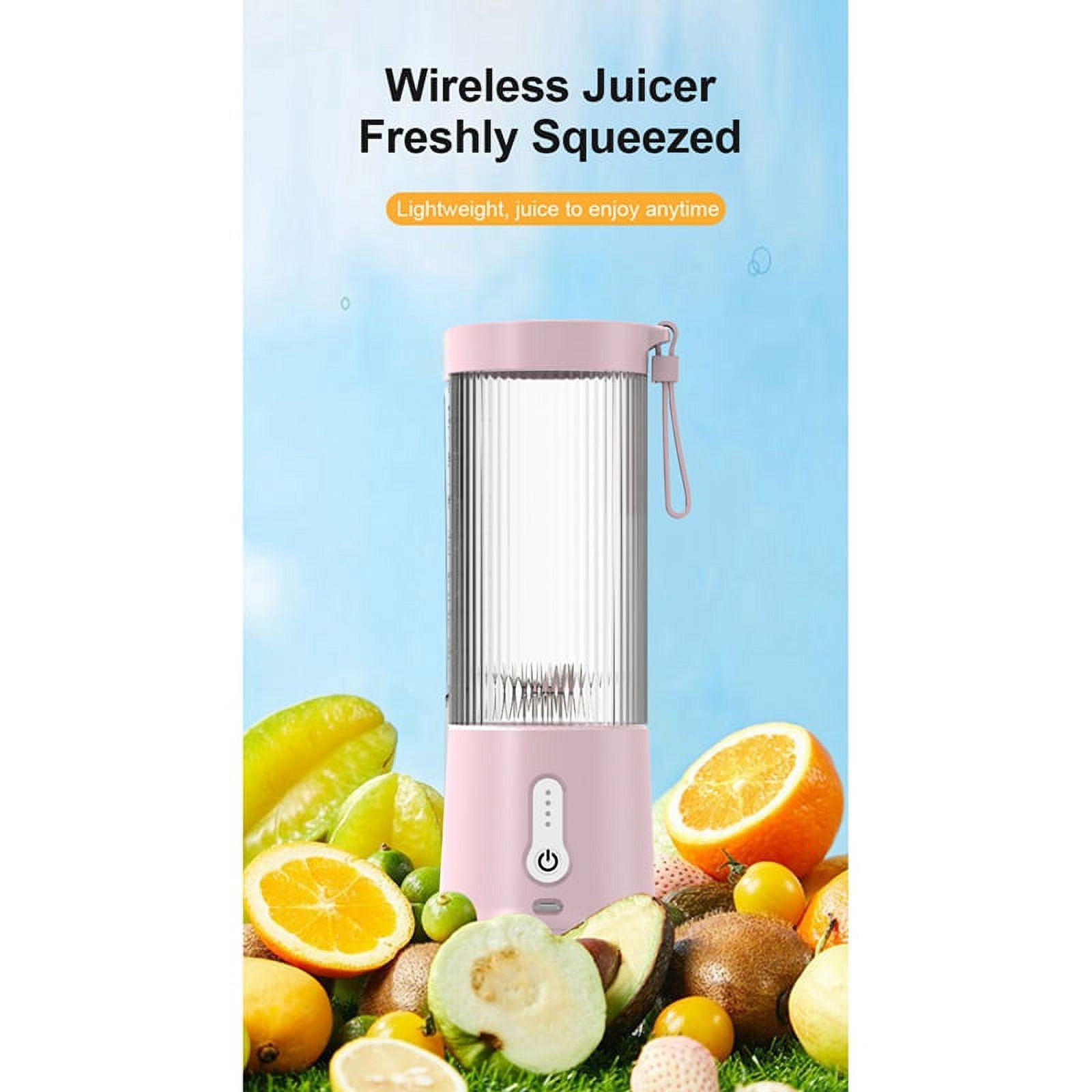 Qtmnekly 450ML Rechargeable Mixers Fruit Juicers Mixer 6 Blades