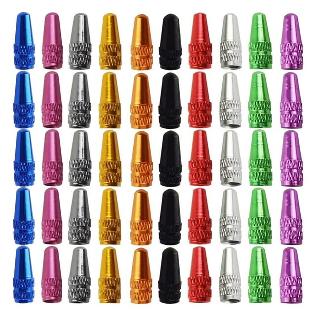 Qtmnekly 50PCS Bicycle Presta Valve Cap Aluminum Presta Cycling Valve