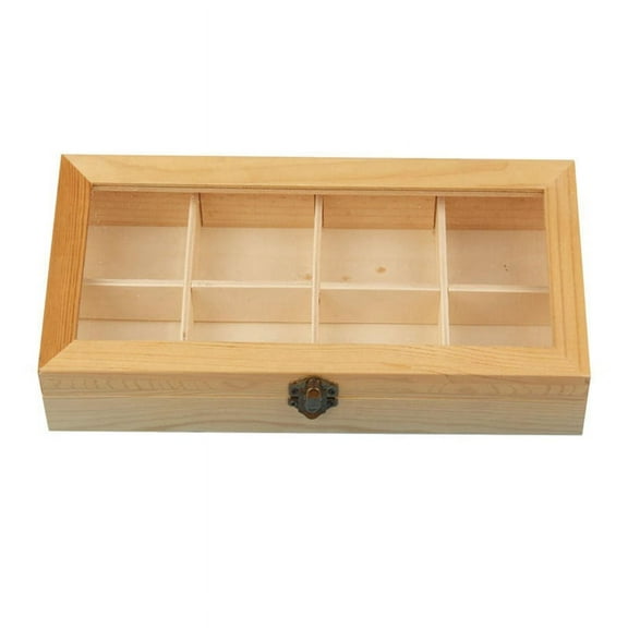 8compartment Display Cabinet Wooden Tea Coffee Rack Storage Box pwm25