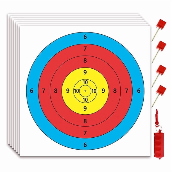 Qtmnekly Archery Targets Paper, 50Pcs Bow and -Targets for Hunting Backyard, Archery Target Practice Accessories 5 Rings