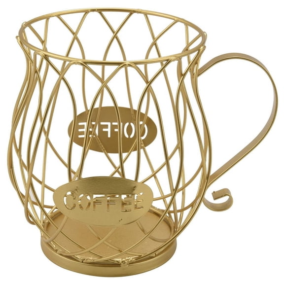 Qtmnekly Coffee Capsule Pod Storage Basket,Countertop Kitchen Storage Holder for ,,-Gusto metal Golden