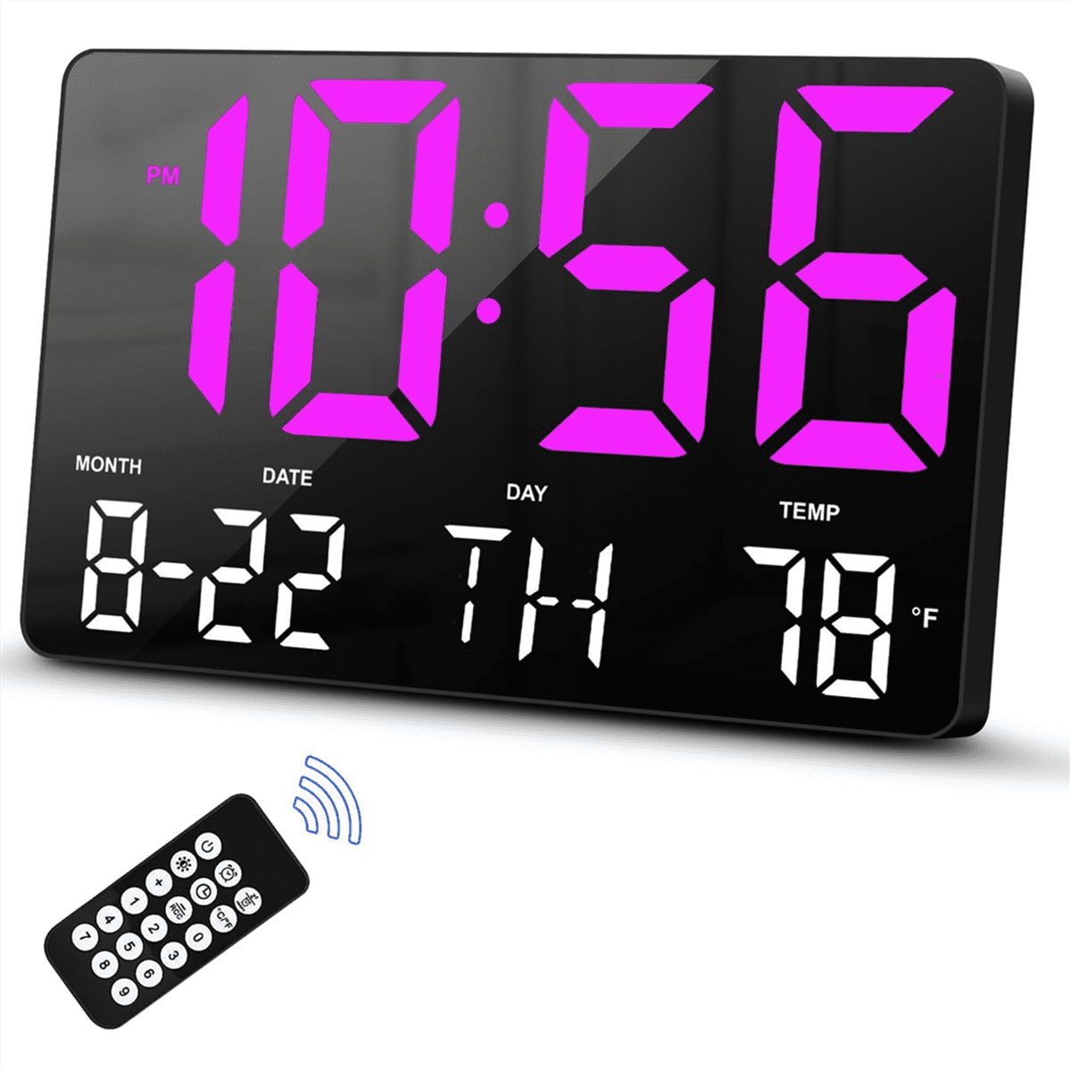Qtmnekly Digital Clock, Digital Wall Clock with Remote Control,LED