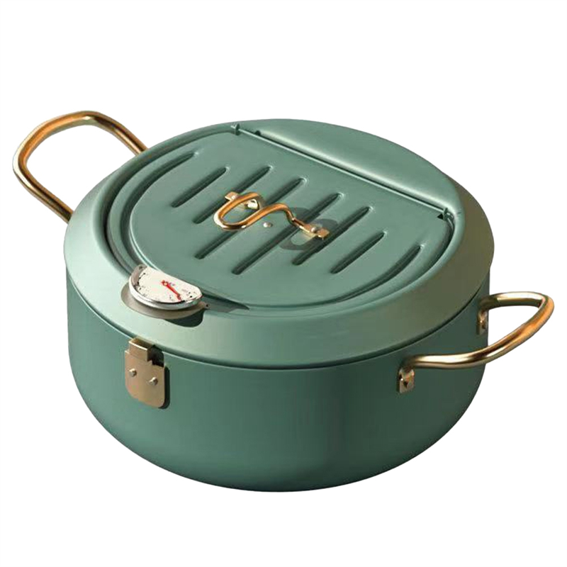 Qtmnekly Kitchen Stainless Steel Deep Frying Pot Oil Fryer with A
