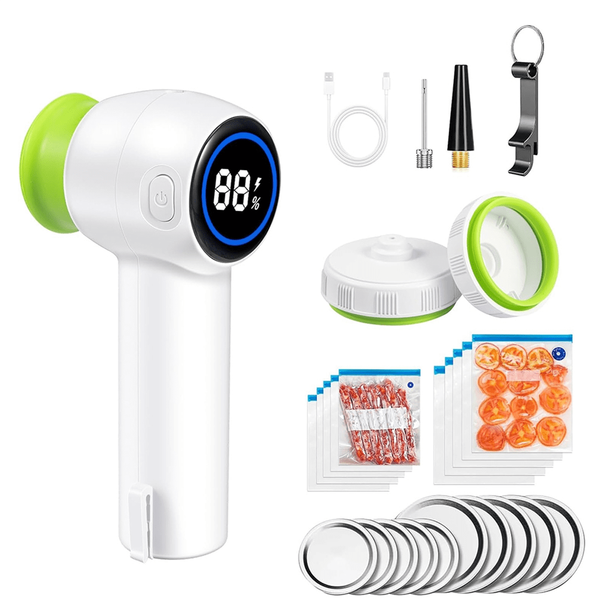 Qtmnekly Mason Jar Vacuum Sealer Digital Display Handheld Food Vacuum