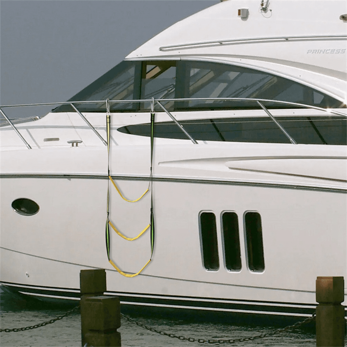 Qtmnekly Portable Boat Rope Ladder 3 Step Folding Hanging Boat Boarding