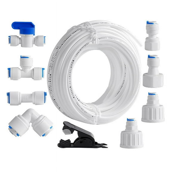 Qtmnekly Refrigerator Water Line Kit Connection and Compression Ice Maker Installation Kit,OD Tubing with Quick Connect plastic Photo Color