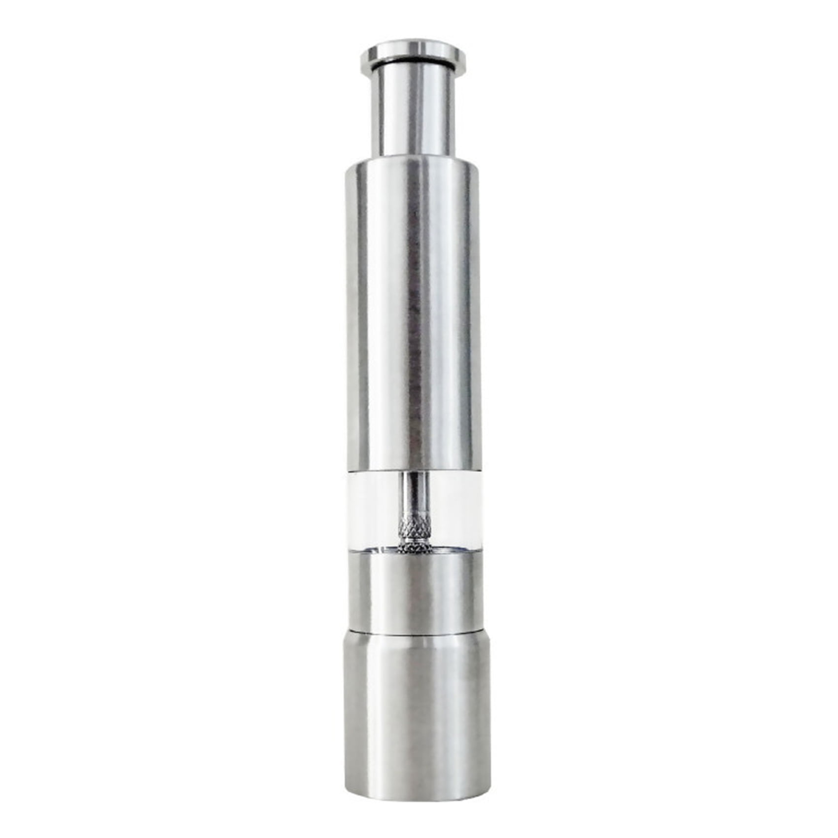 Qtmnekly Salt and Pepper Grinder Stainless Steel Push Button Silver for