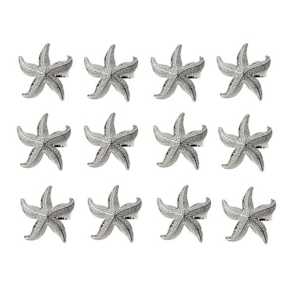 Qtmnekly Starfish Napkin Rings 12 Silver Nautical Summer Wedding Beach Table Decor alloy silver