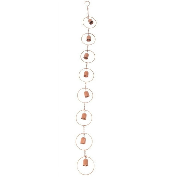 Garden Decor Metal Rain Chain with Bell, Downspout Catcher, 1 Adapter, Thick Flower Cups
