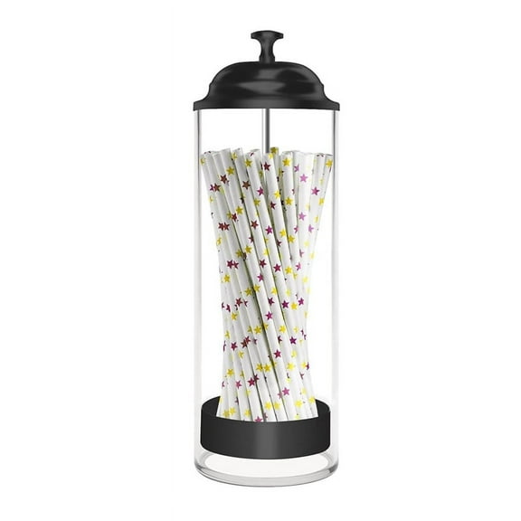 Straw Holder for Standard Size Drinking Straws, Plastic Straw Dispenser for Counter with Lid